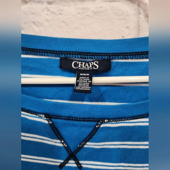 Chaps blue/white striped top with cinched sides Size M - Picture 4 of 4